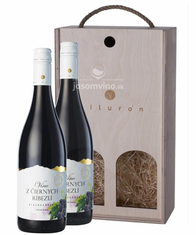 Darčeková kazeta MILURON + víno z čiernych ríbezlí - 2 fľaše Darčeková kazeta MILURON + víno z čiernych ríbezlí - 2 fľaše