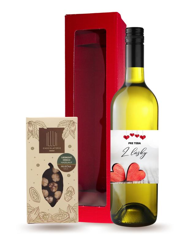 Darčekový balíček s bielym vínom a horkou čokoládou