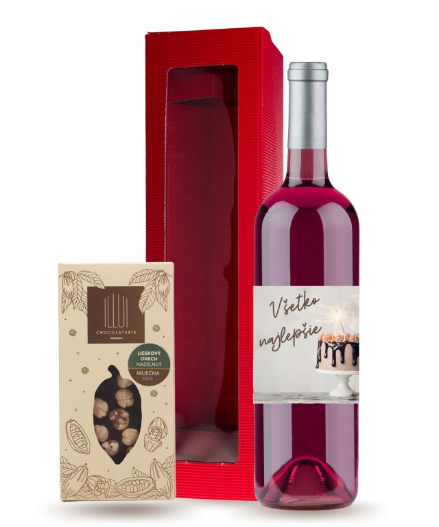 Darčekový balíček s Rosé vínom a mliečnou čokoládou