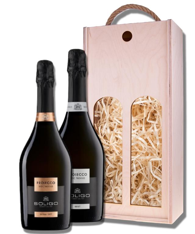 Darčeková drevená kazeta Soligo Prosecco
