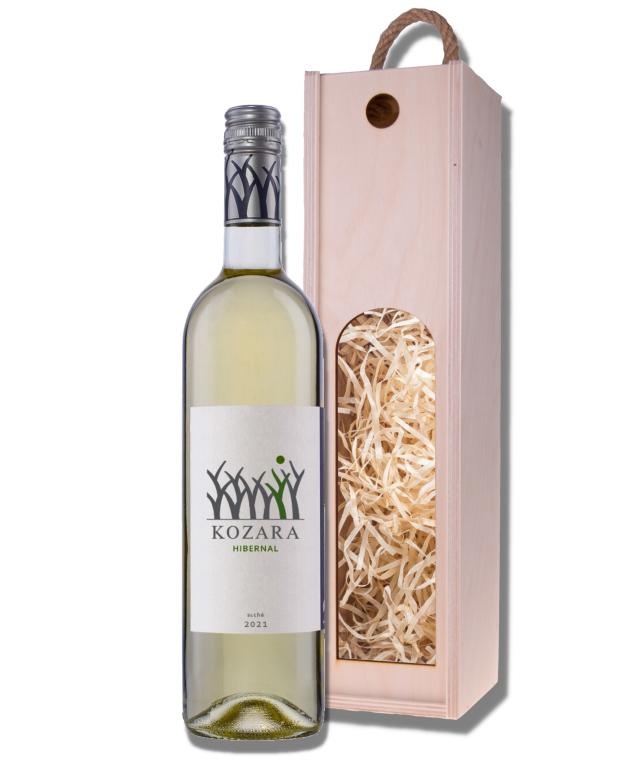 Darčeková drevená kazeta s bielym vínom