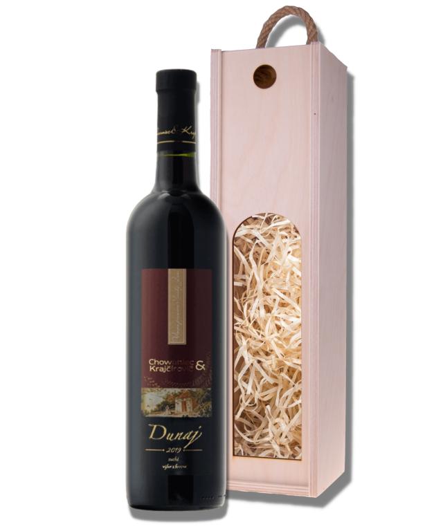 Darčeková drevená kazeta s červeným vínom