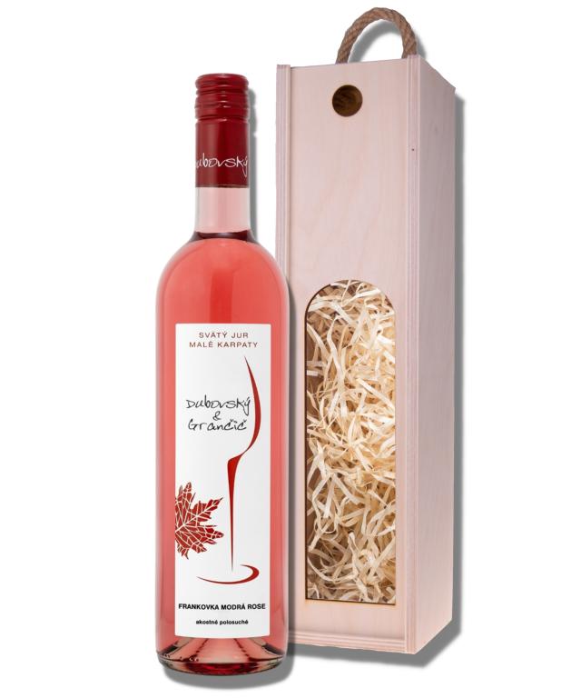 Darčeková drevená kazeta s ružovým vínom