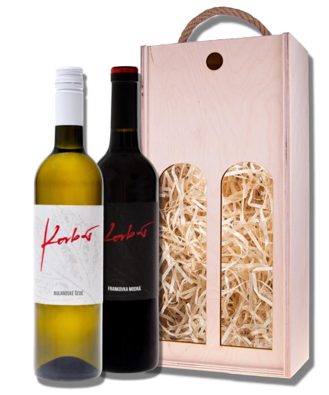 Darčeková drevená kazeta set vín vinárstvo Korbaš