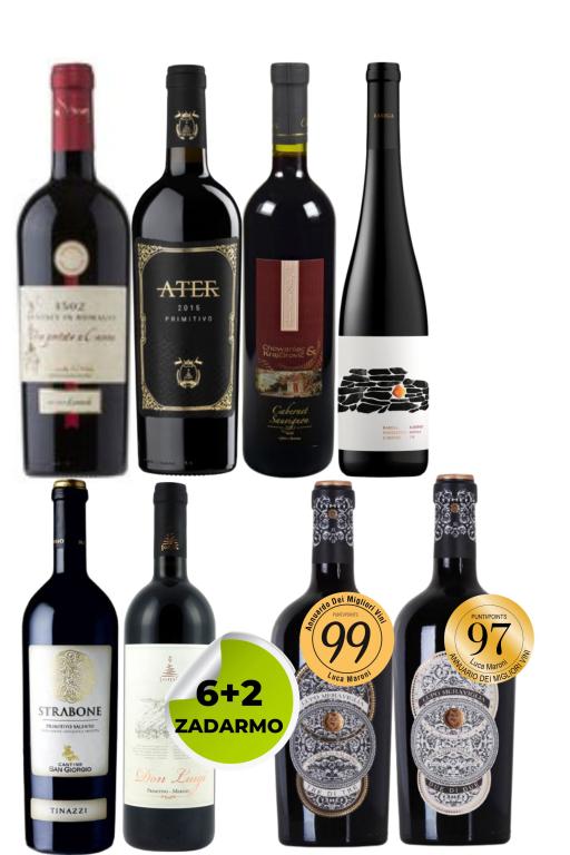Červené vína PREMIUM 6+2 zadarmo