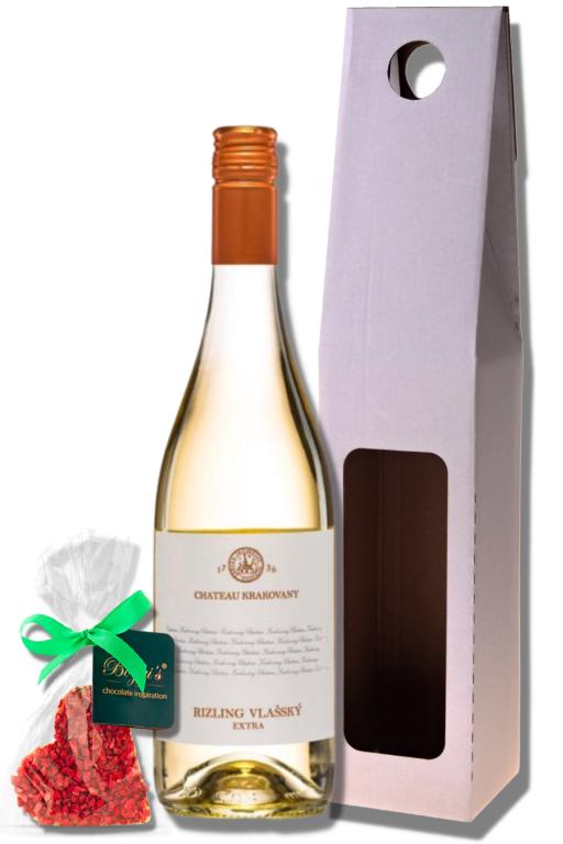 Darčekový set s bielym vínom a čokoládou