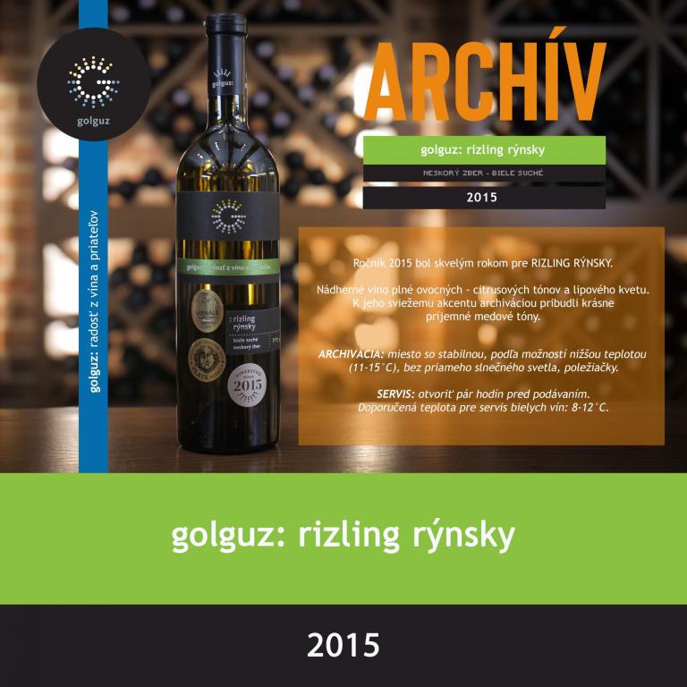 Rizling Rýnsky 2015 suché Archív