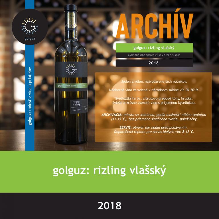 Rizling Vlašský 2018 suché Archív