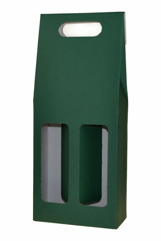 Darčekový kartónový obal na víno na dve fľaše-zelený