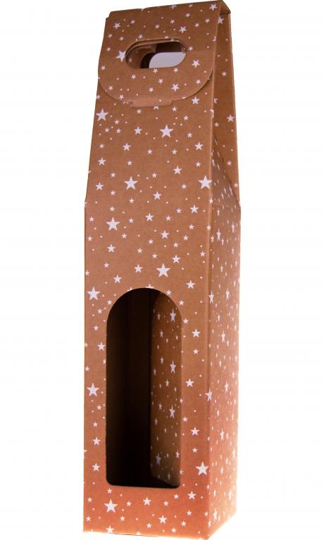 Darčekový kartónový obal na víno na jednu fľašu - Hviezdy